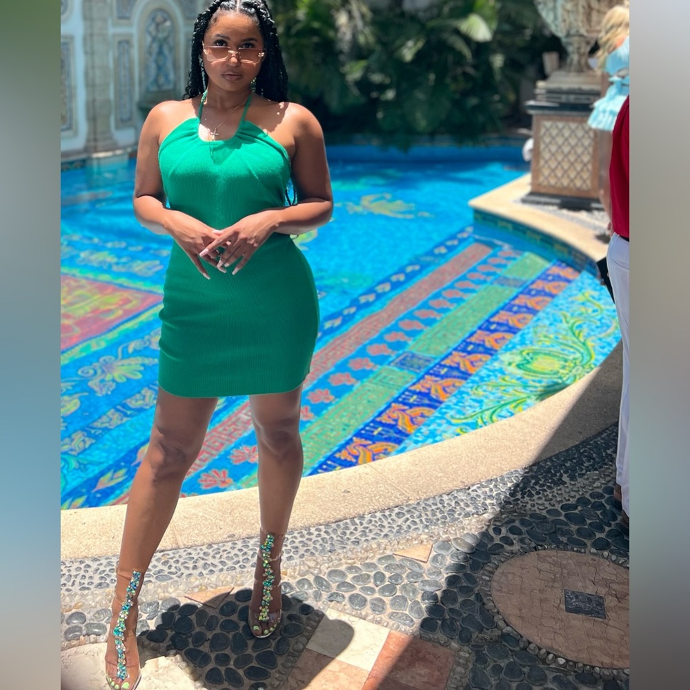 Emerald Green Ribbed Dress